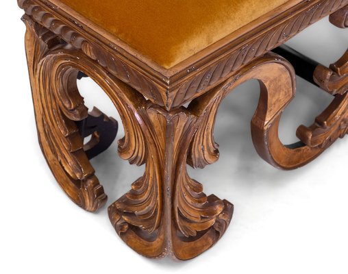 Vintage Rococo Louis XIV Style Giltwood Bench, 1980s for sale at