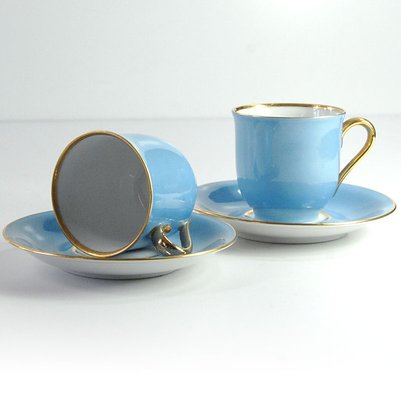 Blue & Gold Coffee Cups from Oskar Schaller Bavaria, Germany, 1950s, Set of  4
