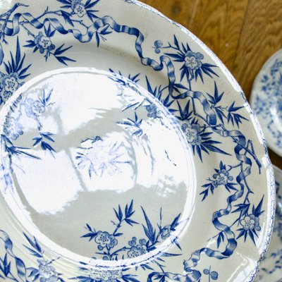 French Flat Plates from Sarreguemines, 1880, Set of 5 for sale at