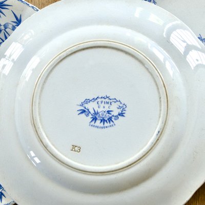 French Flat Plates from Sarreguemines, 1880, Set of 5 for sale at