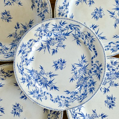 French Flat Plates from Sarreguemines, 1880, Set of 5 for sale at
