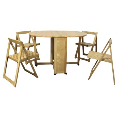 Skandinavischer Klapptisch und Stühle, 1980er, 2er Set bei Pamono kaufen
