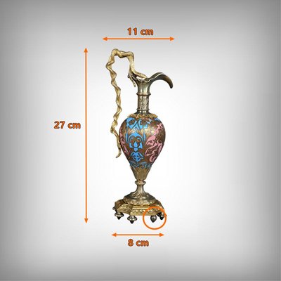 Napoleon III Bronze and Cloisonné Enamel Ewers, Mid-19th Century