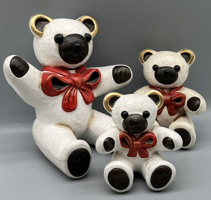 Thun Bolzano White Bears in Ceramic, 1990s, Set of 3 for sale at