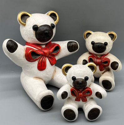 Thun Bolzano White Bears in Ceramic, 1990s, Set of 3 for sale at