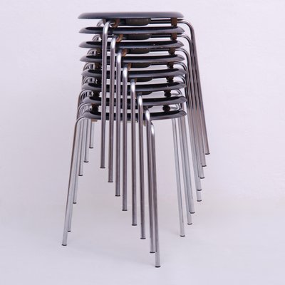 3170 Dot Black Chrome Stool by Arne Jacobsen for Fritz Hansen