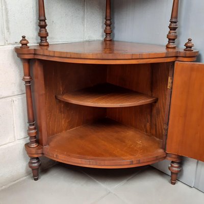 Antique Victorian Inlaid Wood Corner Cabinet, Italy, Early 20th