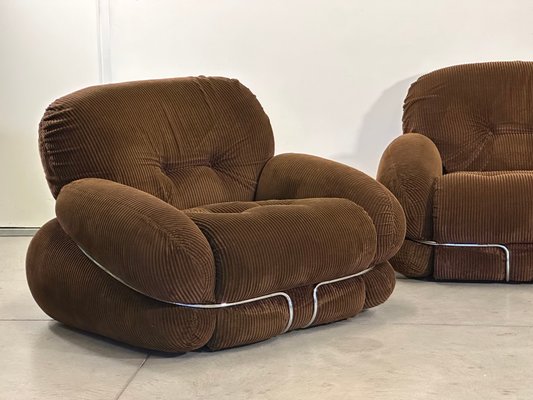 Okay Armchair in Velvet by Adriano Piazzesi, 1970s for sale at Pamono