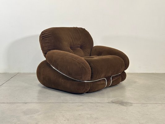 Okay Armchair in Velvet by Adriano Piazzesi, 1970s for sale at Pamono