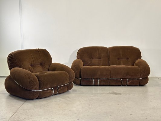 Okay Armchair in Velvet by Adriano Piazzesi, 1970s for sale at Pamono