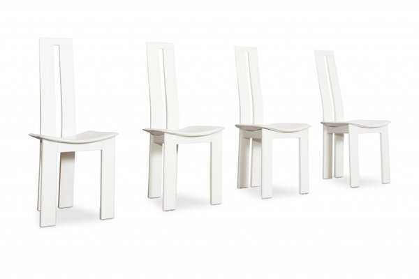 White Leather Dining Chairs By Pietro, White Real Leather Dining Chairs
