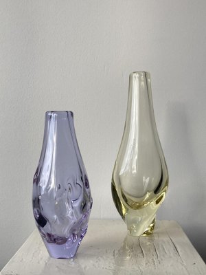Vintage Glass Vases by Miloslav Klinger for Zelezny Brod Sklo, 1960, Set of 2 for sale at Pamono
