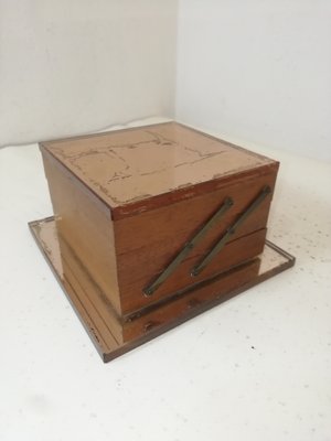 Vintage Italian Pink Glass and Wood Cigarette Box, 1950s for sale at Pamono