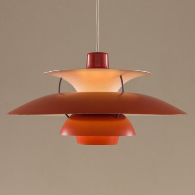 Vintage PH 5 Red Lamp by Poul Henningsen for Louis Poulsen, 1980s