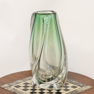 Grüne Vase aus Bleikristall von Val Saint Lambert, 1950er bei Pamono kaufen