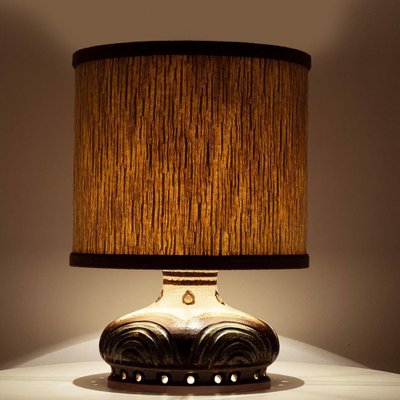 英70s vintage lamp made in England イングランド Ceramic Axella Lamps in Light Blue and Brown with Custom Shades