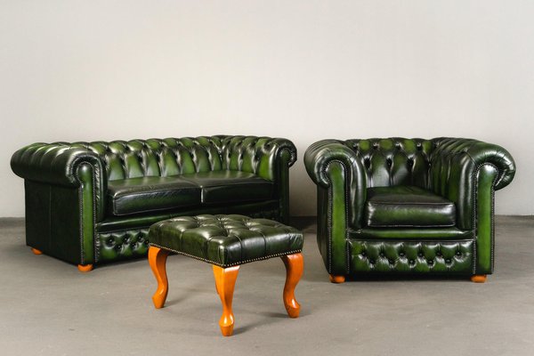 Chesterfield Style Ottoman in Leather for sale at Pamono