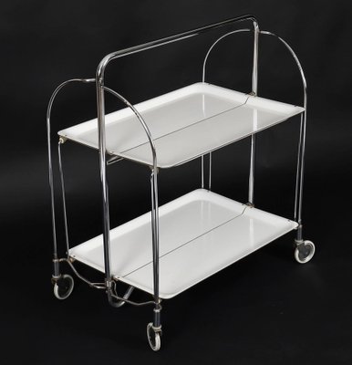 Chariot De Service Dinette Pliable Gerlinol Chariot à Thé Plateaux Gain De Place Chrome Mid Century