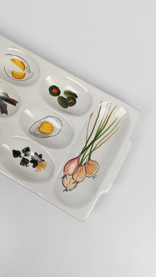 Handbemaltes Keramik Tablett für Vorspeisen mit Gemüsedekor von Rometti, Italien, 1950er bei Pamono kaufen