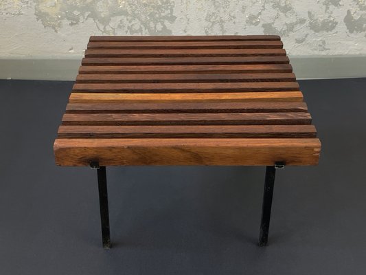 Mid-Century Slatted Teak Flower Stand or Low Side Table in the
