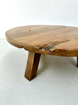 Vintage French Brutalist Coffee Table in Oak, 1960s for sale at Pamono