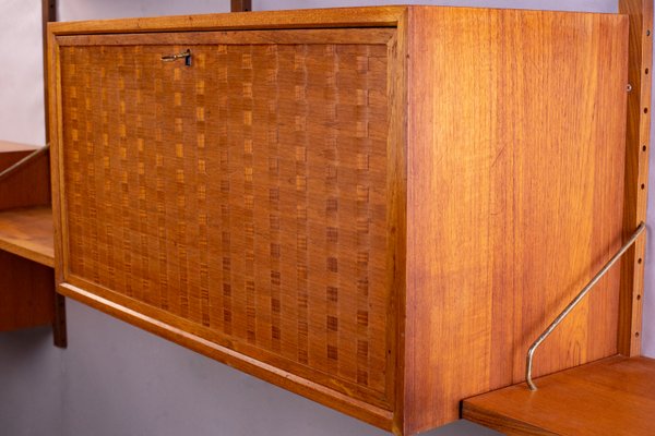 Système d'étagères murales modulaires poul cadovius royal, chêne, design danois, années 1960