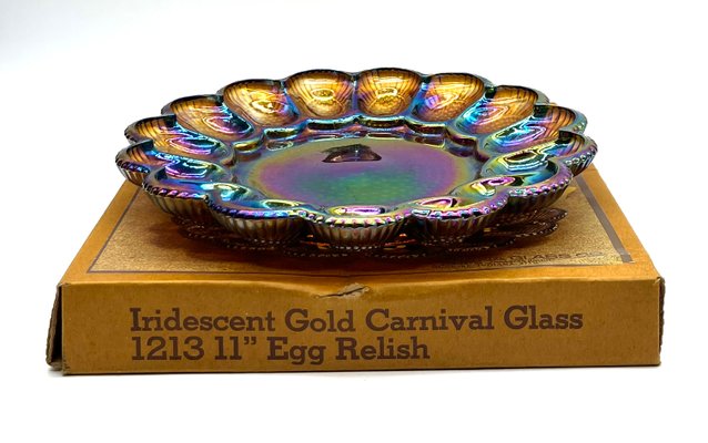 Vintage Iridescent Serving Plate from Indiana Glass & Co., 1970s