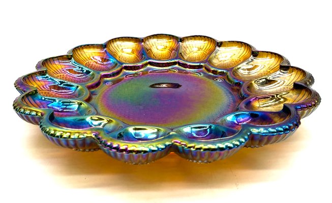 Vintage Iridescent Serving Plate from Indiana Glass & Co., 1970s