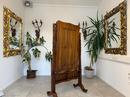 Antique Biedermeier Walnut Veneered Tailor's Mirror for sale at Pamono