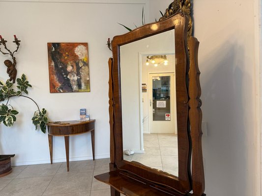 Antique Biedermeier Walnut Veneered Tailor's Mirror for sale at Pamono
