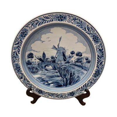 カ*ブ様  Delft ロイヤルデルフトVOC記念プレート壁掛け皿 2 Dutch Ceramic Blue Delft Wall Plate with Mill from Royal