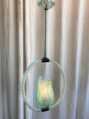 Mid-Century Italian Blue Murano Glass Jewel Pendant attributed to