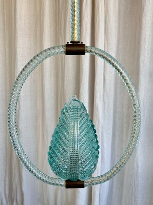 Mid-Century Italian Blue Murano Glass Jewel Pendant attributed to