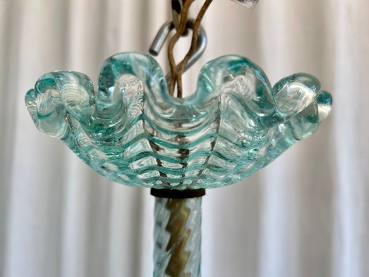 Mid-Century Italian Blue Murano Glass Jewel Pendant attributed to