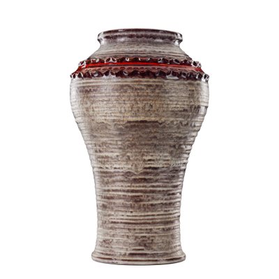 Red and Sand-Colored Ceramic Model 106 1145 Floor Vase from Jasba, Germany, 1960s