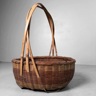 Japanese Handwoven Bamboo Basket, 1950s for sale at Pamono