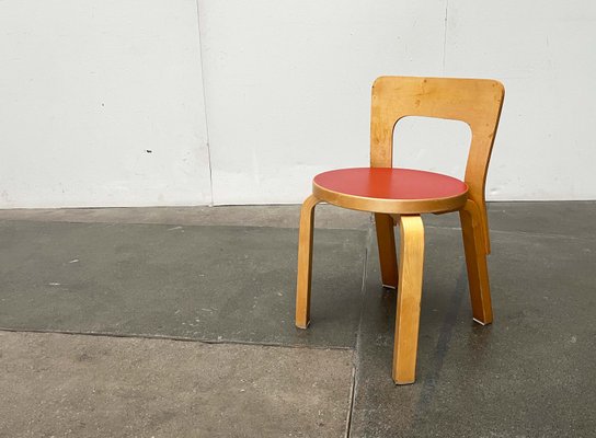 Vintage Red Linoleum N65 Children's Chair by Alvar Aalto for Artek