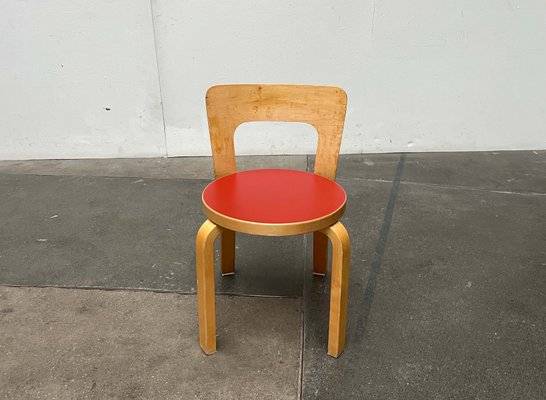 Vintage Red Linoleum N65 Children's Chair by Alvar Aalto for Artek