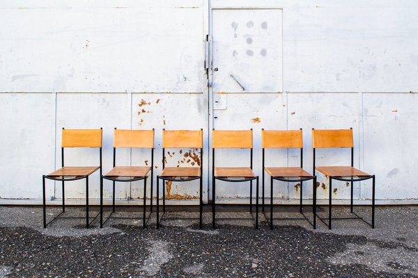 Spaghetti Chairs with Hide Leather Seats by Giandomenico Belotti 