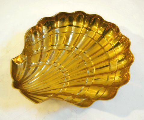 Vintage Large Clam Shell Bowl in Brass for sale at Pamono
