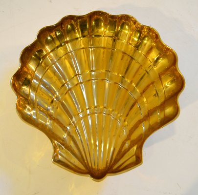 Vintage Large Clam Shell Bowl In Brass For Sale At Pamono