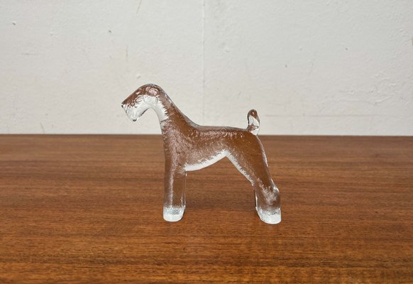 Vintage Swedish Glass Kennel Series Airedale Terrier Sculpture by