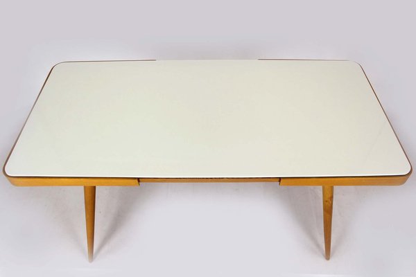 Tavolino Da Caffè In Pino Massiccio Rustico Bianco, Con Cassetto, 50x90 Cm, Perfetto Per Soggiorno