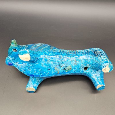Rimini Blu Ceramic Bull by Aldo Londi for Bitossi, 1960s for sale