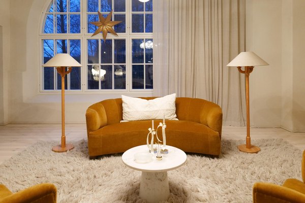 Vintage Scandinavian Sculptural Floor Lamps in Pine, 1970s, Set of
