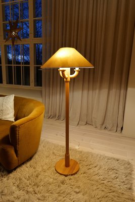 Vintage Scandinavian Sculptural Floor Lamps in Pine, 1970s, Set of