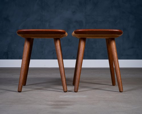 スツール Denmark Vintage Teak Stool Teak and Woven Stools, Denmark, 1960s, Set of 2 for sale at Pamono