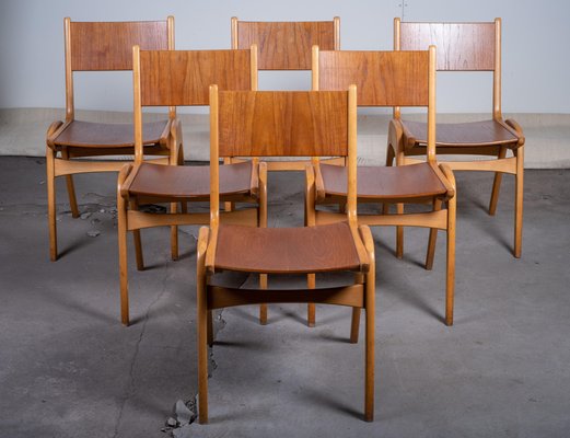 Stapelstühle von Sorø Møbelfabrik, Dänemark, 1950er, 6er Set bei Pamono kaufen