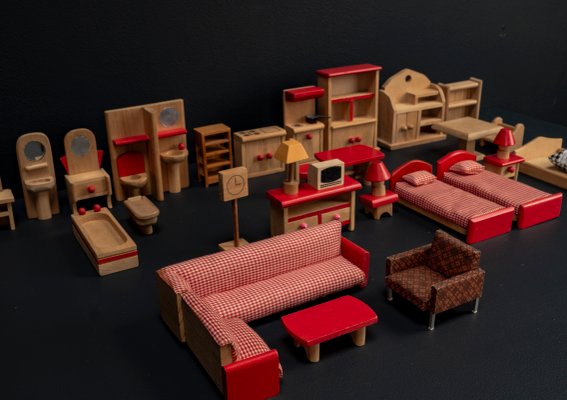 Vintage Doll Furniture from Bodo Hennig, Germany, 1960s, Set of 30