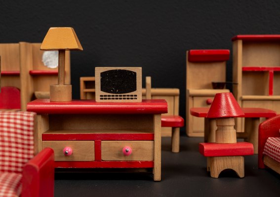 Meubles Maison De Poupée Anciens – Style Biedermeier Européen (bois, Vers 1890-1910)